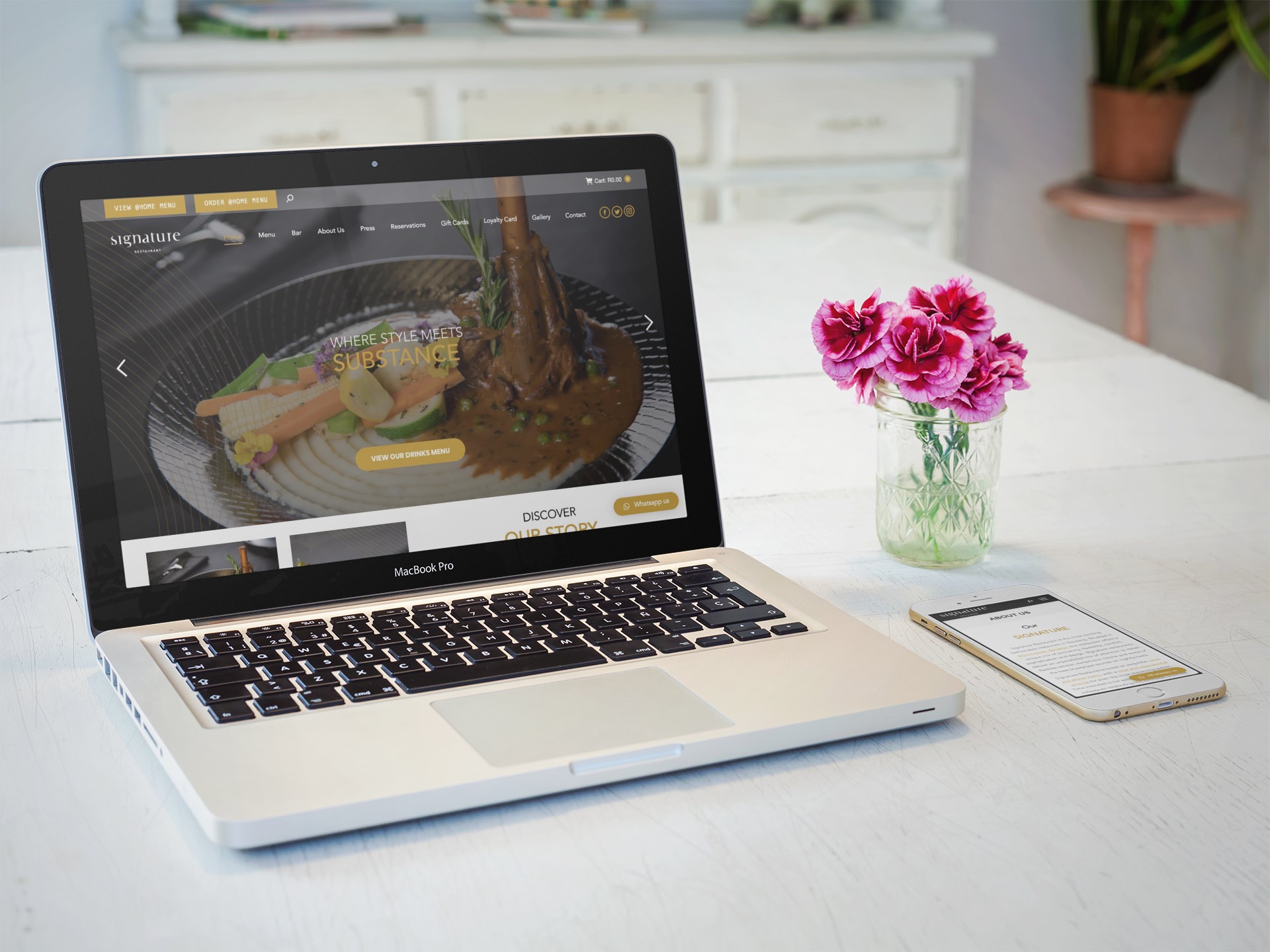 Signature Restaurant Website (Laptop & Smartphone) | KEMOSO