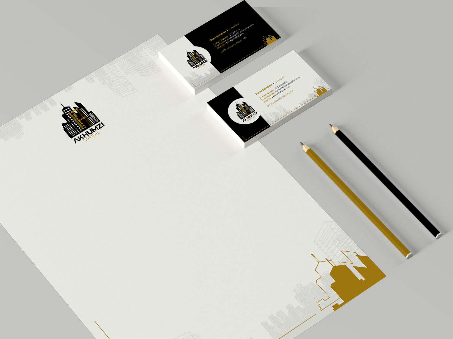 Letterhead and business cards for Akhumzi Capital | KEMOSO